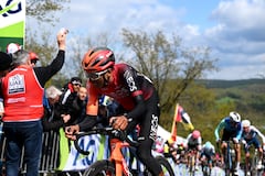 LIEGE, BELGIUM - APRIL 24: Egan Bernal of Colombia and Team INEOS Grenadiers competes in the Côte de La Redoute during the 110th Liege - Bastogne - Liege 2024, Men's Elite a 254.5km one day race from Liege to / #UCIWT / on April 24, 2024 in Liege, Belgium. (Photo by Dario Belingheri/Getty Images)