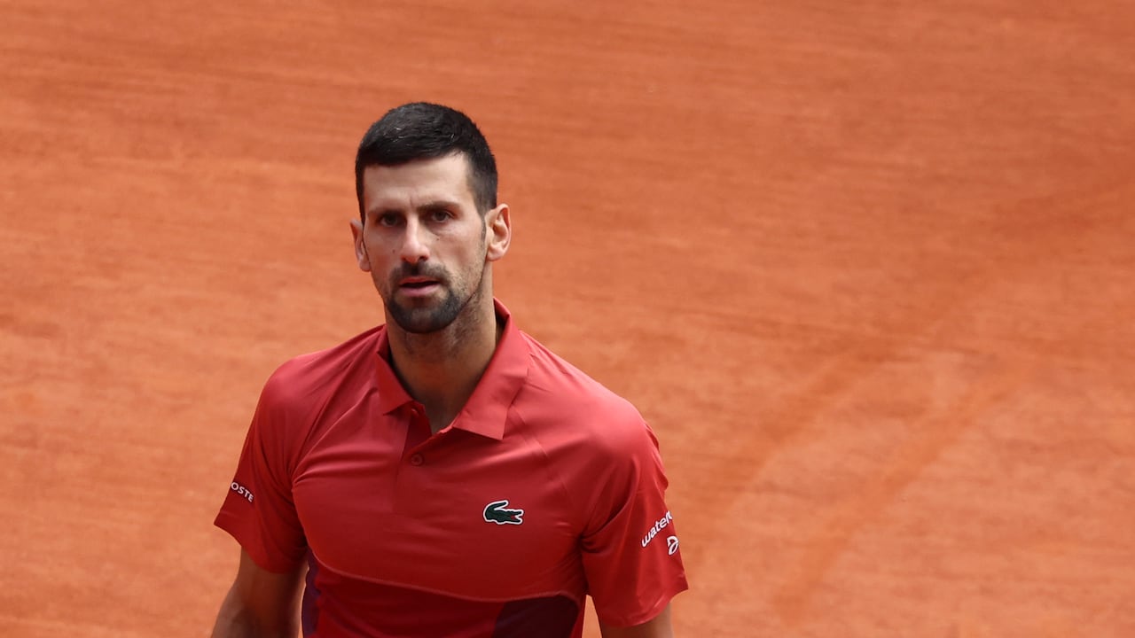 Serbia's Novak Djokovic looks on during his men's singles round of sixteen match against Argentina's Francisco Cerundolo on Court Philippe-Chatrier on day nine of the French Open tennis tournament at the Roland Garros Complex in Paris on June 3, 2024. (Photo by Emmanuel Dunand / AFP)
