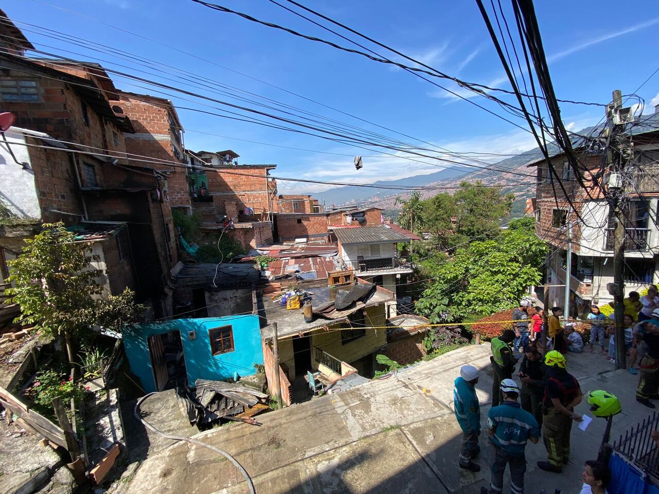 Sector afectado por un incendio en Medellín.