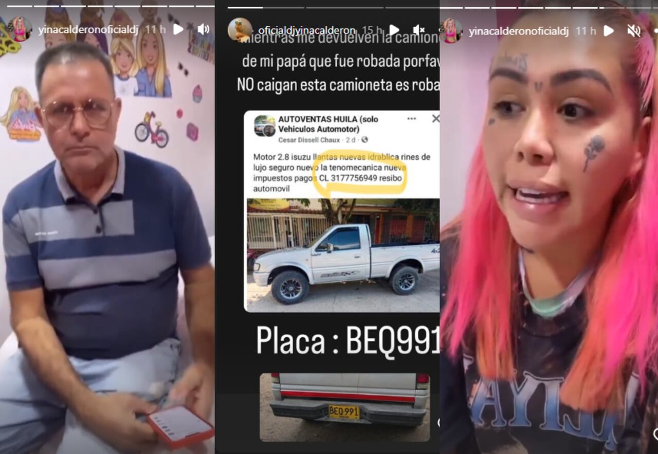 Yina Calderón, furiosa porque le robaron la camioneta a su papá