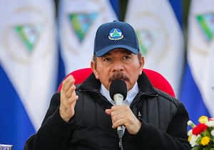 Handout picture released by Nicaragua's Presidency press office showing President Daniel Ortega,  during the 41st anniversary of the Sandinista Revolution, held without a public event due to the COVID-19 pandemic, in Managua, on July 19, 2020. (Photo by Cesar PEREZ / PRESIDENCIA NICARAGUA / AFP) / RESTRICTED TO EDITORIAL USE - MANDATORY CREDIT "AFP PHOTO / PRESIDENCIA NICARAGUA / Cesar PEREZ " - NO MARKETING - NO ADVERTISING CAMPAIGNS - DISTRIBUTED AS A SERVICE TO CLIENTS