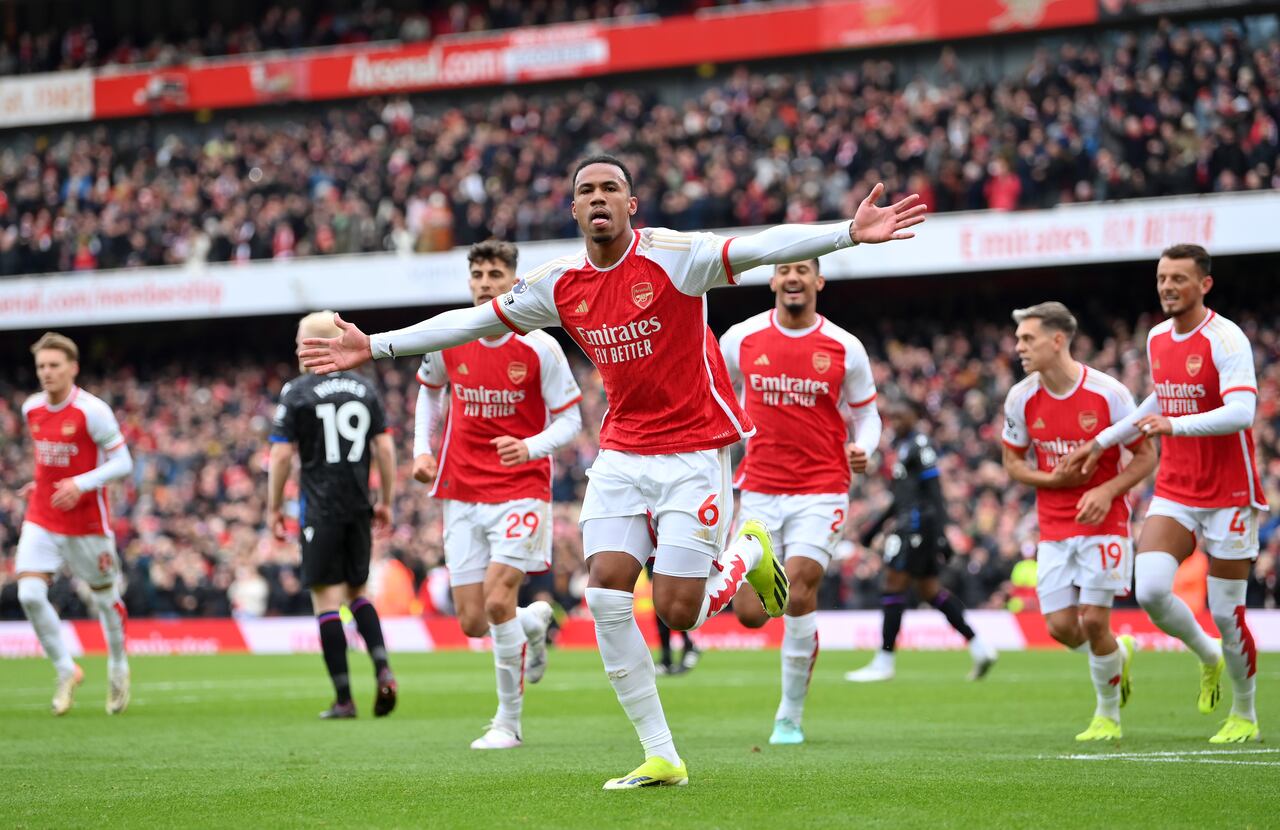 Arsenal celebrando uno de los tantos de la victoria ante el Crystal Palace.