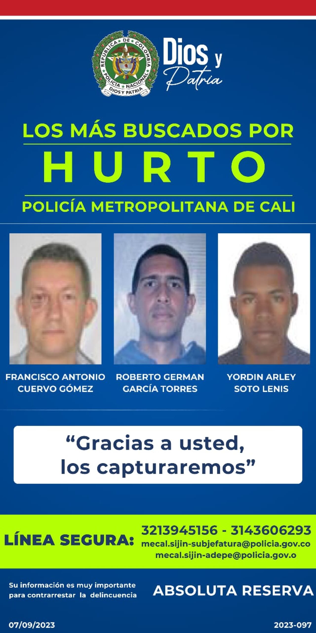 Estos son los rostros de los más buscados por homicidio y hurto en Cali.