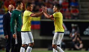 Carlos Bacca y Falcao García durante un llamado con la Selección Colombia