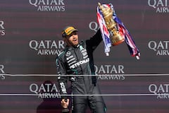 Lewis Hamilton tras ganar el premio de Gran Bretaña.