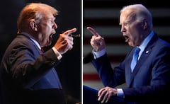 Esta combinación de fotografías tomadas en Columbia, Carolina del Sur, muestra al expresidente Donald Trump, a la izquierda, el 24 de febrero de 2024, y al presidente Joe Biden el 27 de enero de 2024. (Foto AP)