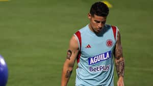 James Rodríguez durante un entrenamiento de la Selección Colombia