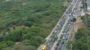 Trancón en la vía Barranquilla - Cartagena.