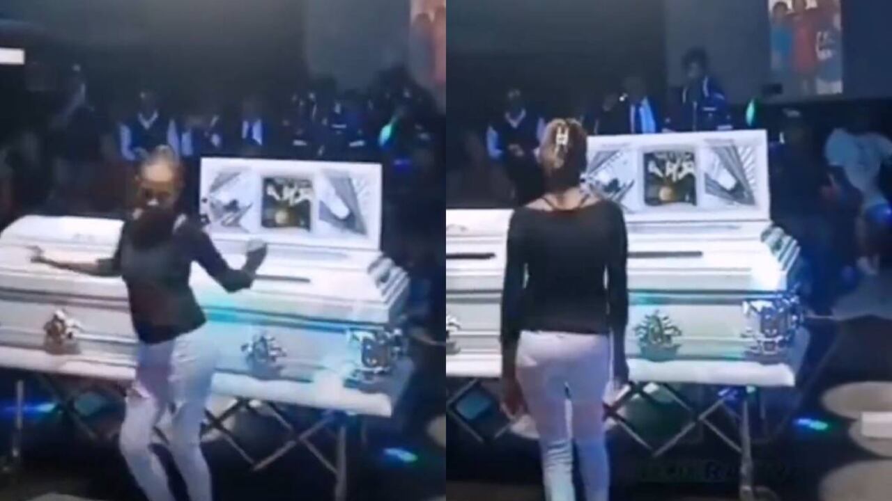 En el video se ve a una mujer bailando al lado de un ataúd