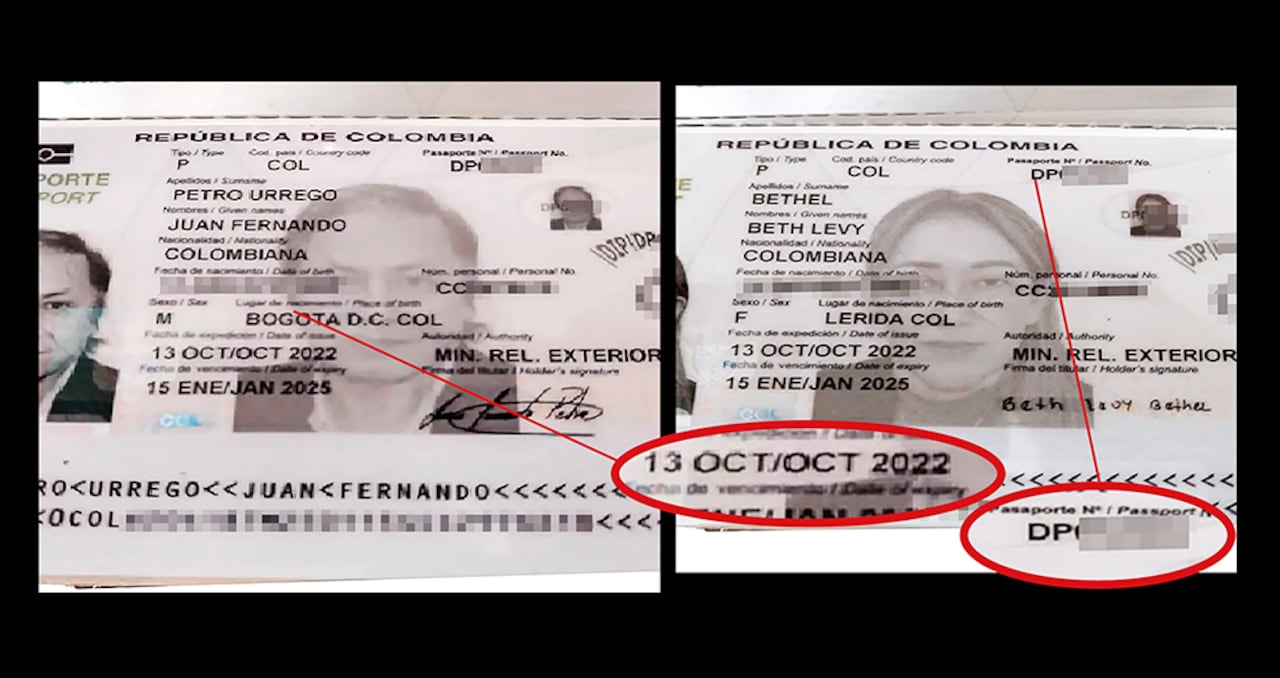   Estos son los pasaportes diplomáticos que fueron expedidos por la Cancillería. Juan Fernando Petro reconoció el trámite, pero en el Gobierno Petro nadie sabe por qué se expidieron.