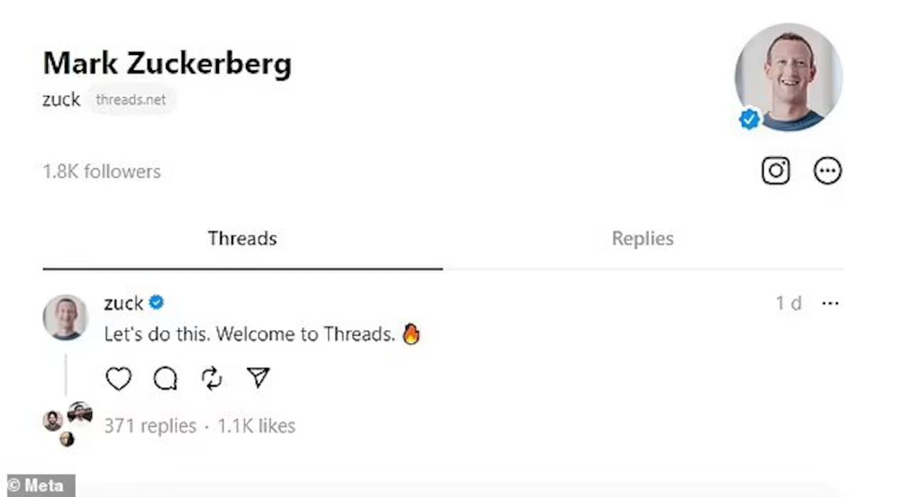 La primera publicación de Mark Zuckerberg en Threads