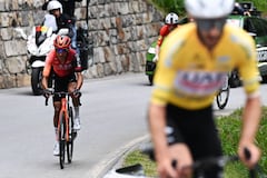 BLATTEN, SWITZERLAND - JUNE 14: Egan Bernal of Colombia and Team INEOS Grenadiers competes during the 87th Tour de Suisse 2024, Stage 6 a 42.5km stage from Ulrichen to Blatten 1330m / #UCIWT / on June 14, 2024 in Blatten, Switzerland. (Photo by Tim de Waele/Getty Images)