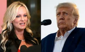 Stormy Daniels, actriz de cine para adultos, y Donald Trump, expresidente de Estados Unidos.