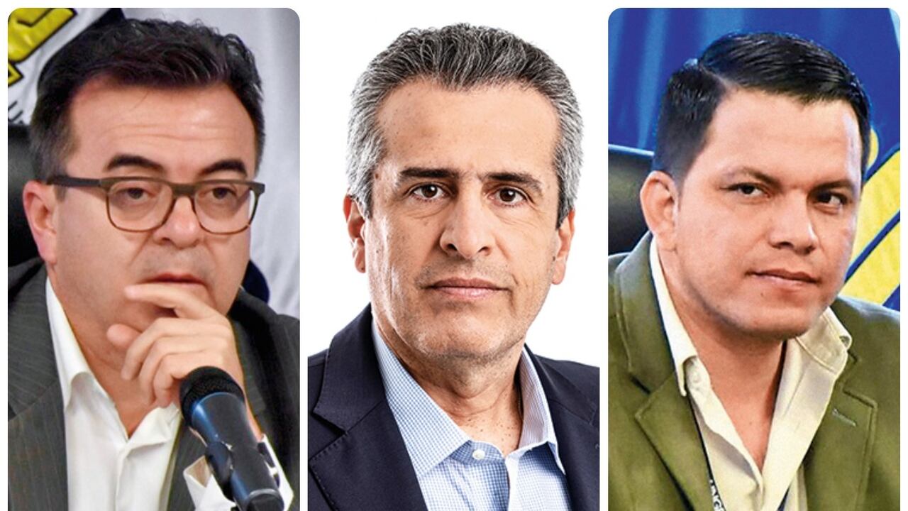 El exdirector de la UNGRD, Olmedo López; el ministro del Interior, Luis Fernando Velasco; y el exsubdirector de la UNGRD, Sneyder Pinilla.