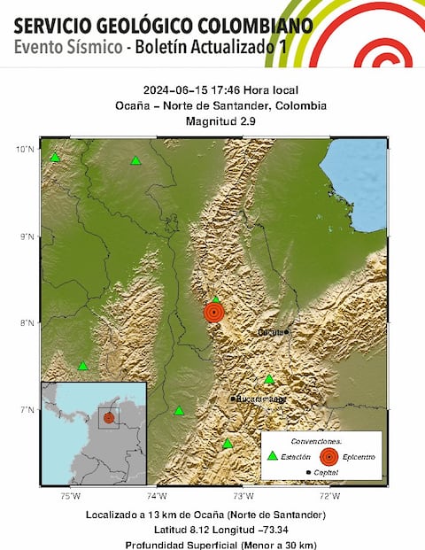 SGC reportó nuevo sismo para este 15 de junio