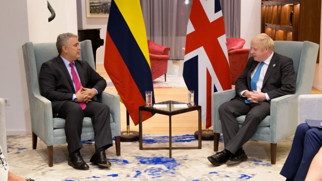 Presidente Iván Duque y el primer ministro del Reino Unido Boris Johnson. 22  de septiembre de 2021.