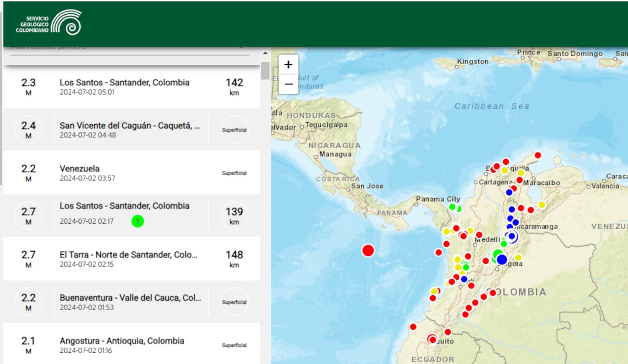 La mayoría de movimientos sísmicos que se registran en Colombia ocurren en el Pacífico y el departamento de Santander.