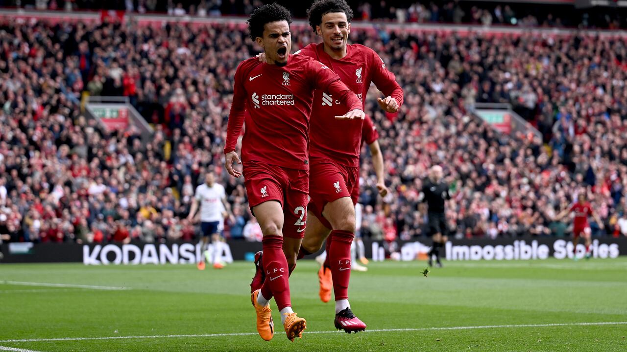 Luis Díaz celebrando un gol con el Liverpool