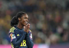 Colombia's Linda Caicedo reacts during the round of 16 match between Colombia and Jamaica at the 2023 FIFA Women's World Cup in Melbourne, Australia, Aug. 8, 2023. (Photo by Ding Xu/Xinhua via Getty Images)