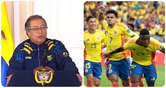 El presidente Gustavo Petro celebra el triunfo de la Selección Colombia.