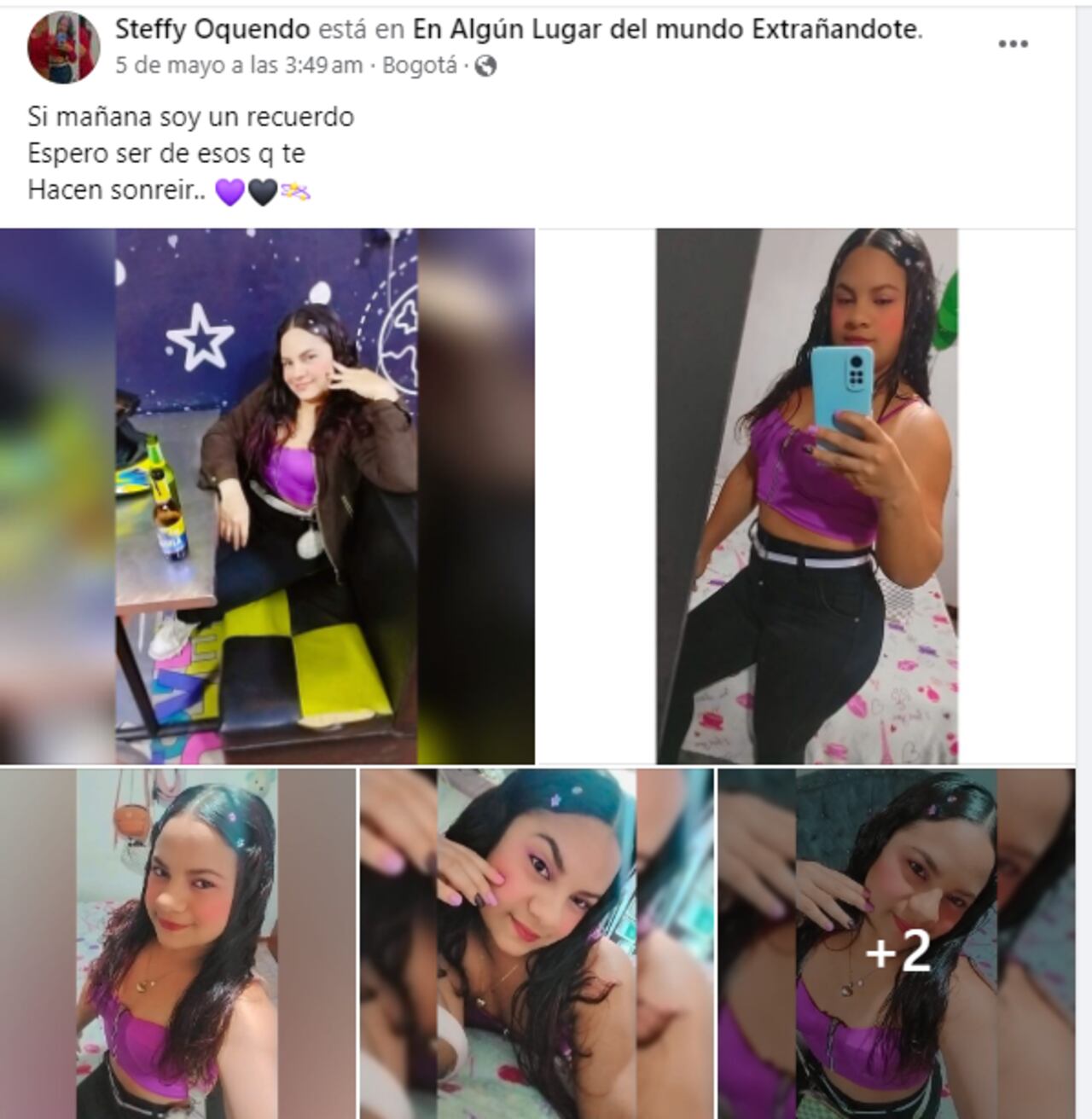 Mensaje en Facebook de Stefanny Barranco.