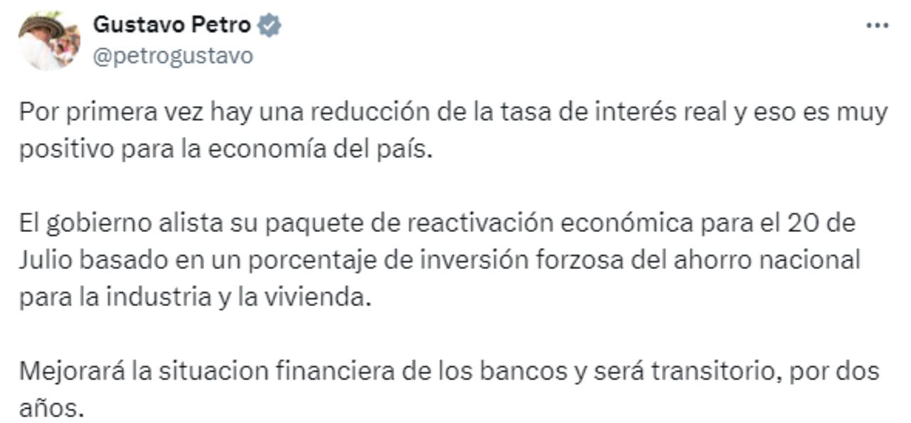 El presidente Gustavo Petro anunció paquete de reactivación económica para el 20 de julio.