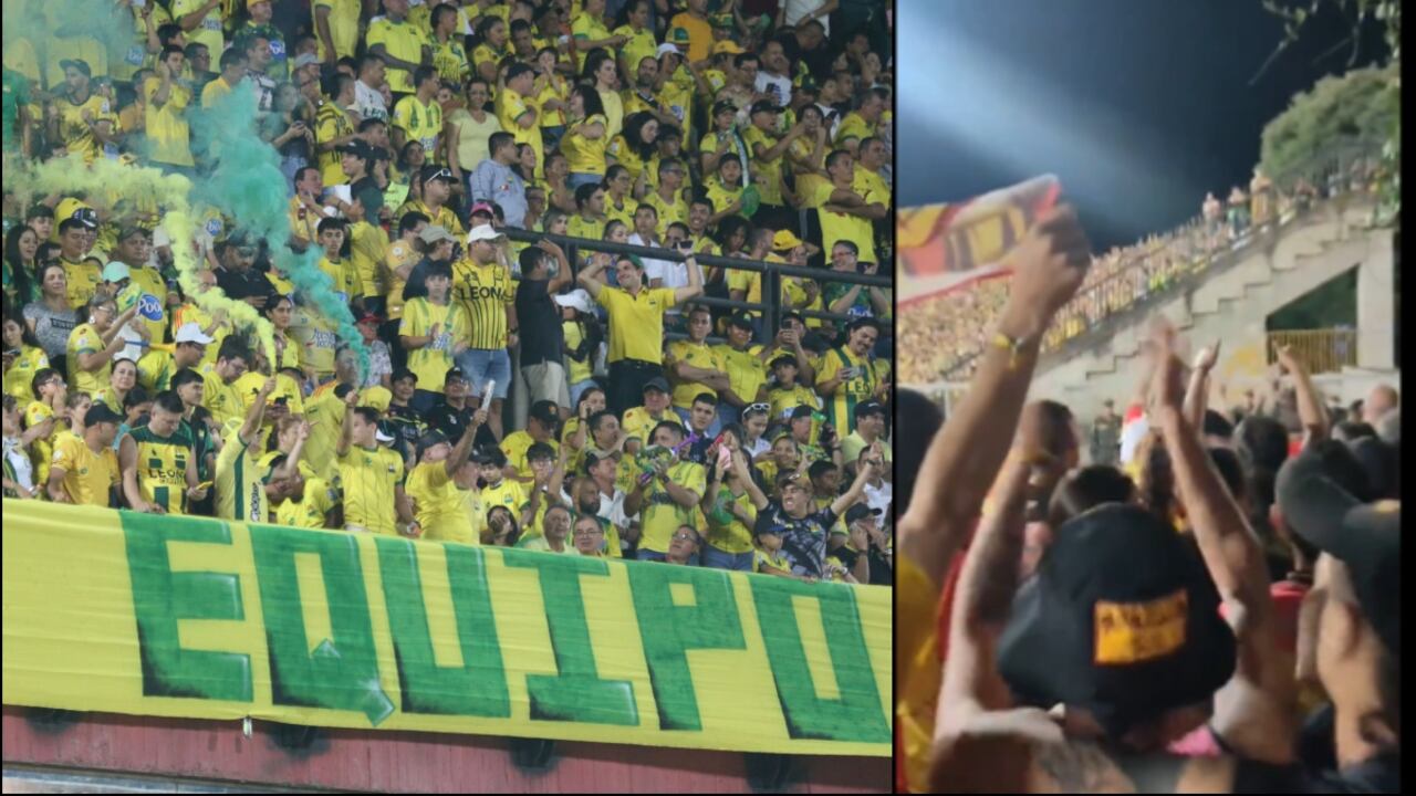 Hinchas del Pereira aplauden a los de Atlético Bucaramanga