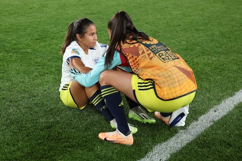 SYDNEY, AUSTRALIA - AUGUST 12: Leicy Santos of Colombia looks dejected after defeat during the FIFA Women's World Cup Australia & New Zealand 2023 Quarter Final match between England and Colombia at Stadium Australia on August 12, 2023 in Sydney, Australia. (Photo by Mark Metcalfe - FIFA/FIFA via Getty Images)