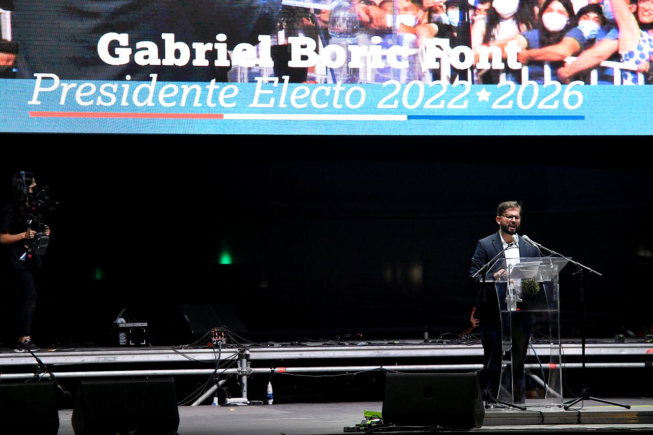 Celebración de Gabriel Boric por presidencia de Chile