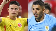 James Rodríguez y Luis Suárez, los hombres de experiencia en Colombia vs. Uruguay