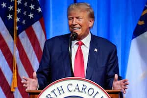 El expresidente estatal Donald Trump habla durante la convención del Partido Republicano en Greensboro, Carolina del Norte, el sábado 10 de junio de 2023.