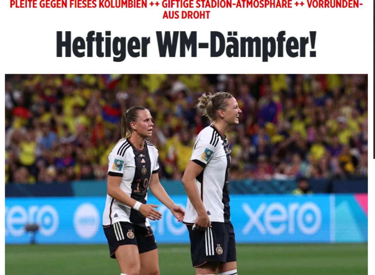 La portada de 'Bild' luego de la derrota ante Colombia.