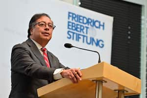 Presidente Gustavo Petro durante la Conferencia Magistral que dictó este jueves en la Fundación Friedrich Ebert Stiftung, en Berlín, Alemania.
Fotografía:  Cristian Garavito – Presidencia