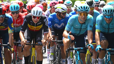 DIJON, FRANCE - JULY 04: (L-R) Sebastien Grignard of Belgium and Team Lotto Dstny and Fernando Gaviria of Colombia and Movistar Team compete during the 111th Tour de France 2024, Stage 6 a 163.5km stage from Macon to Dijon / #UCIWT / on July 04, 2024 in Dijon, France. (Photo by Dario Belingheri/Getty Images)