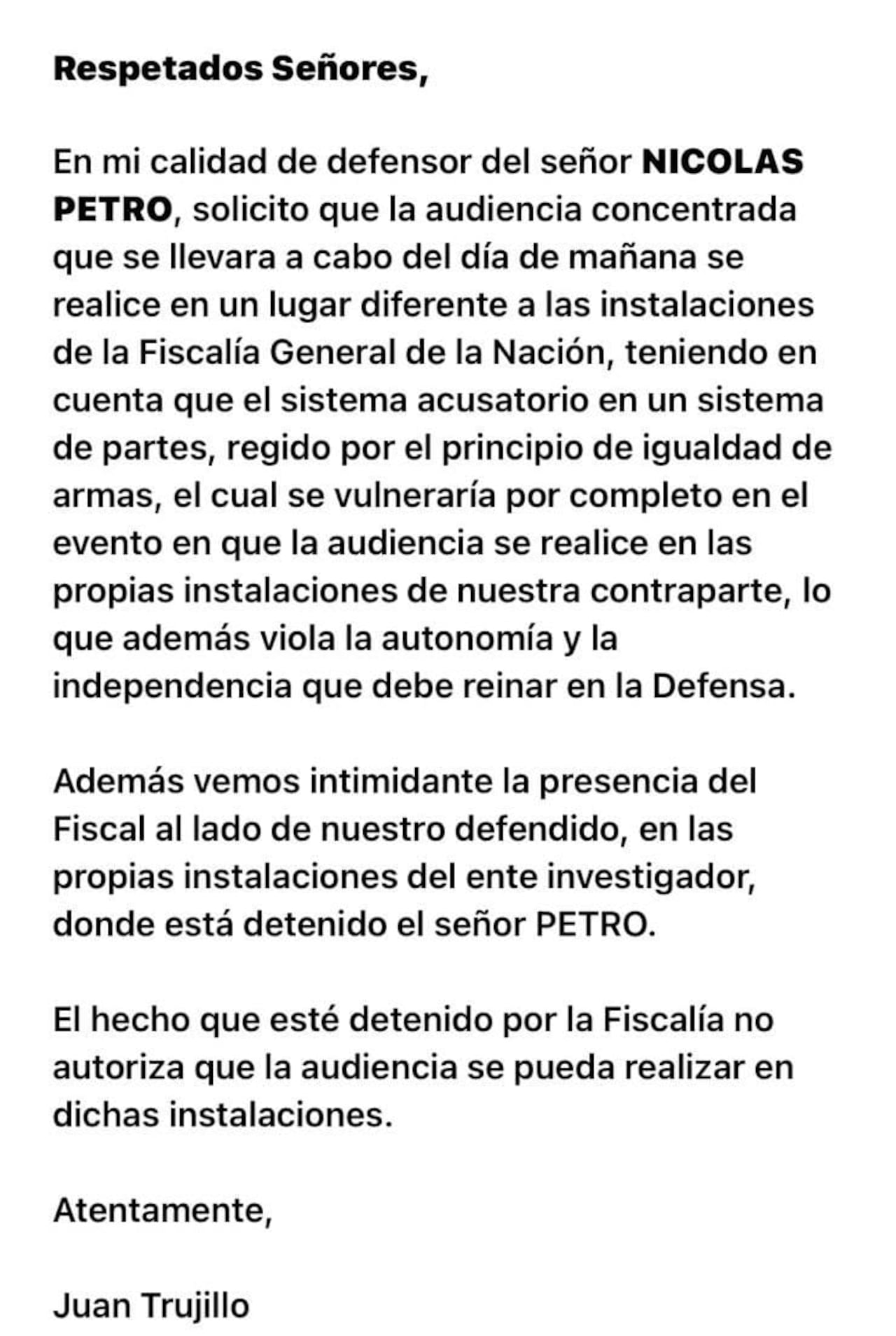 Esta es la solicitud de la defensa de Nicolás Petro, para que la audiencia de legalización de captura no se realice en la Fiscalía.