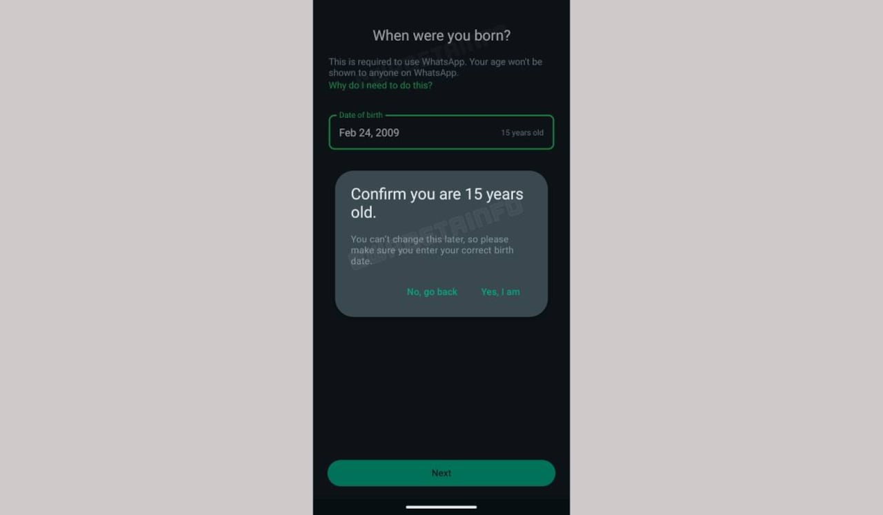 En la versión beta de WhatsApp apareció una sección en donde la app pregunta la edad del usuario,
