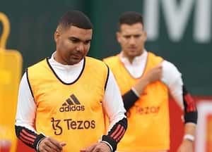 Casemiro en la pretemporada con Manchester United.