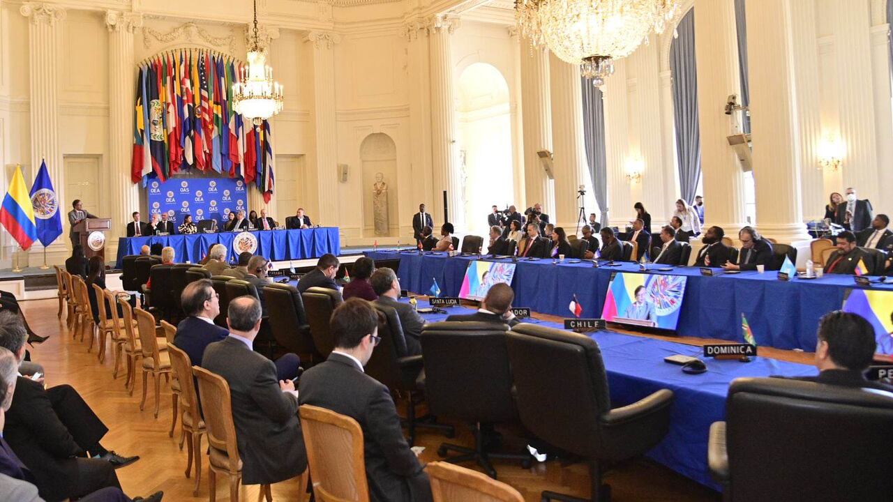 El presidente Gustavo Petro en su discurso en la OEA, en Estados Unidos.