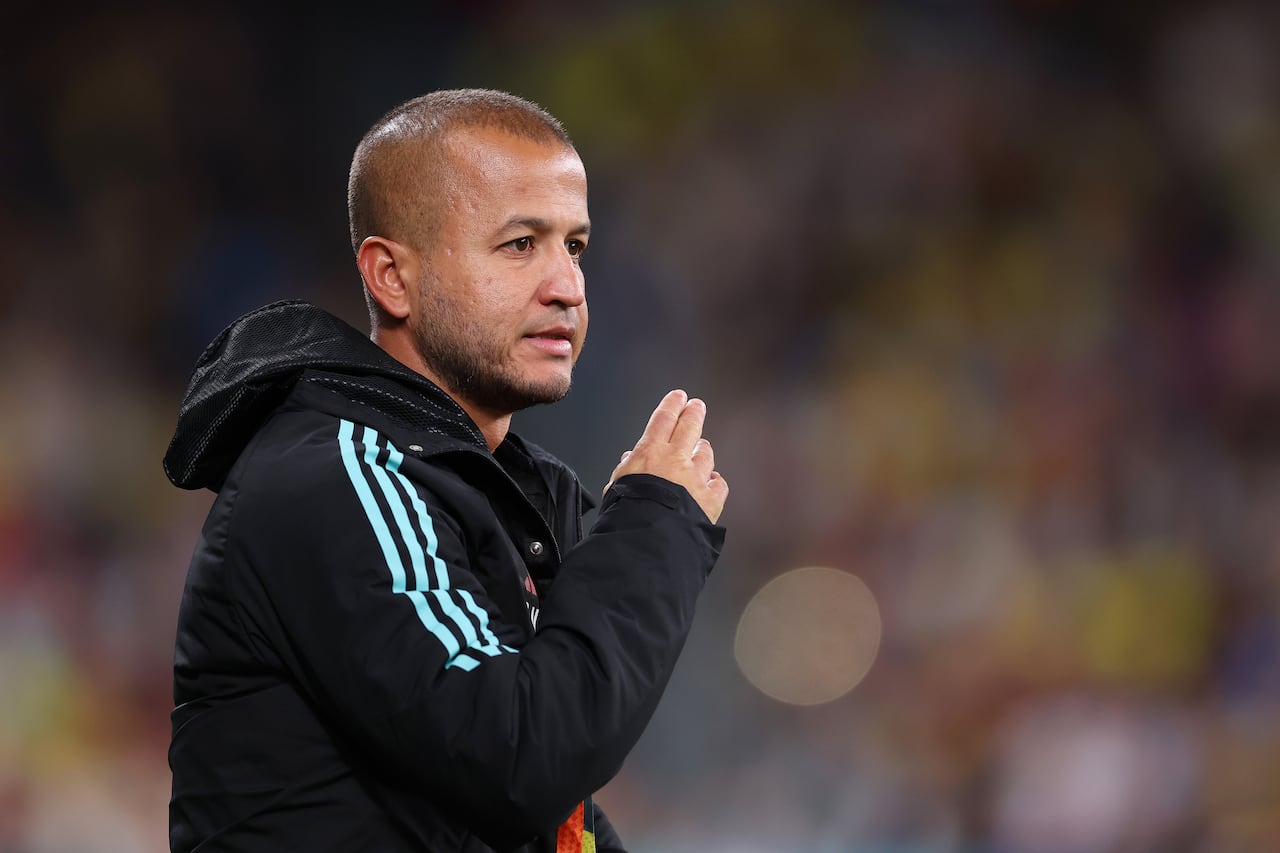 SYDNEY, AUSTRALIA - JULY 30: Angelo Marsiglia, Assistant Coach of Colombia, reacts during the FIFA Women's World Cup Australia & New Zealand 2023 Group H match between Germany and Colombia at Sydney Football Stadium on July 30, 2023 in Sydney / Gadigal, Australia. (Photo by Matt King - FIFA/FIFA via Getty Images)