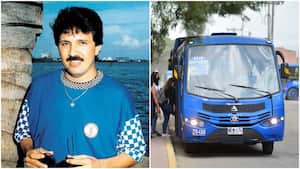 Rafael Orozco y un bus del Sitp.