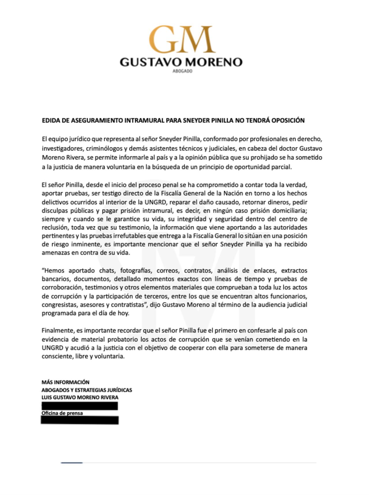 Documento abogado Gustavo Moreno Sneyder Pinilla