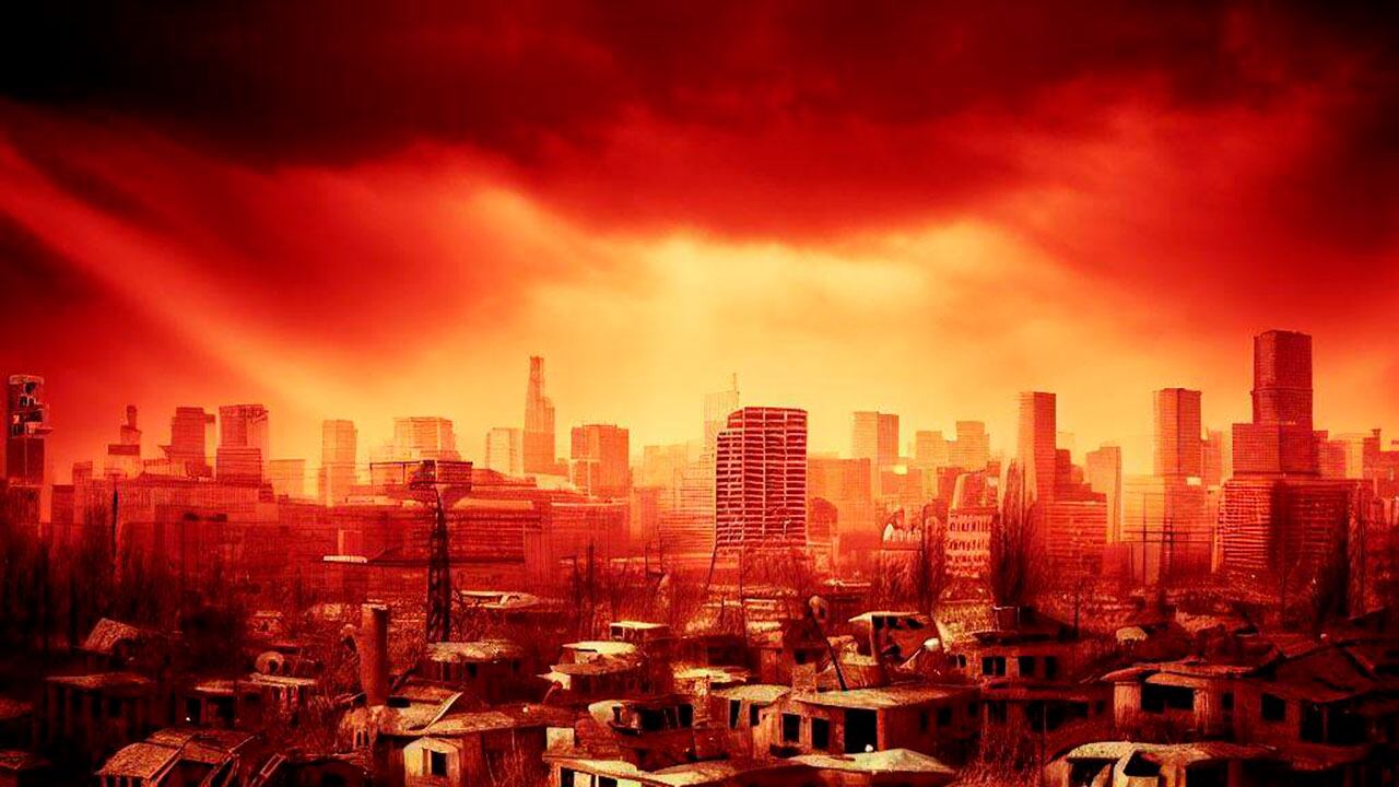 Ilustración de una ciudad afectada por la radiación solar.