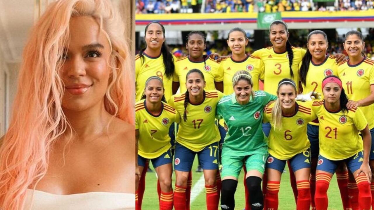 Karol G es una de las hinchas declaradas más fieles de la Selección femenina. Fotos: Instagram @karolg y Federación Colombiana de Fútbol